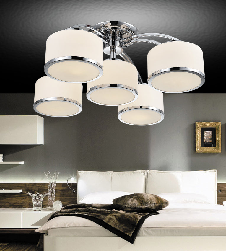 CWI Lighting Five Light Flush Mount from the Frosted collection in Chrome finish