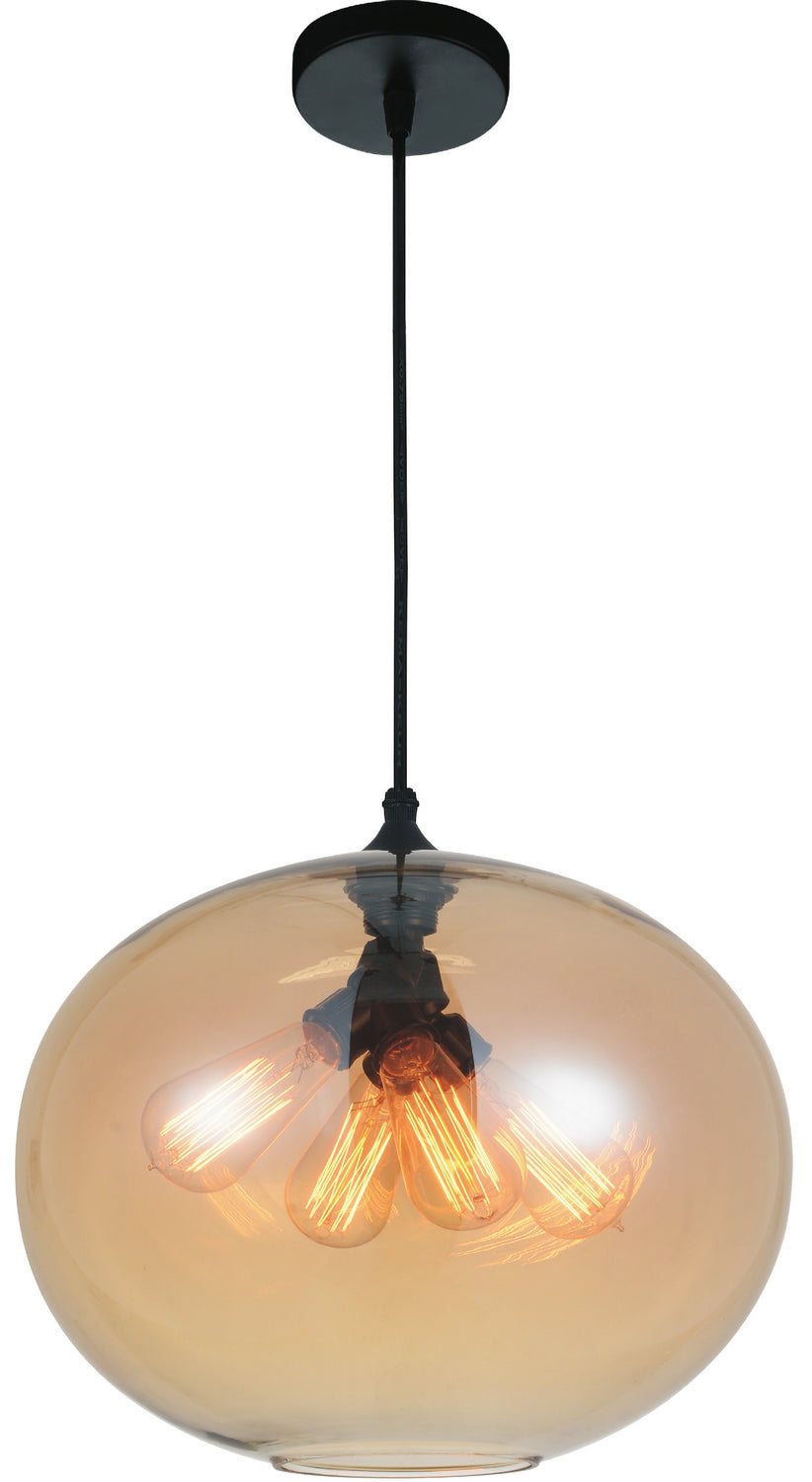 CWI Lighting Four Light Pendant from the Glass collection in Black finish