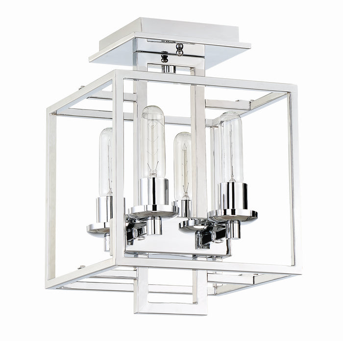 Craftmade Four Light Semi Flush Mount from the Cubic collection in Chrome finish