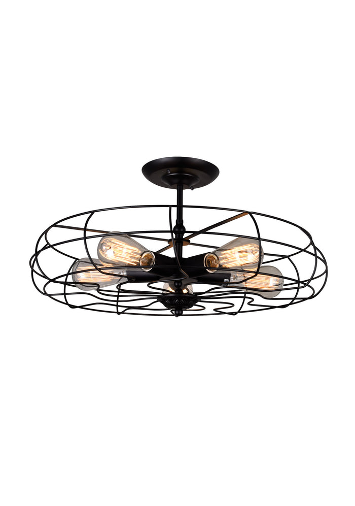 CWI Lighting Five Light Flush Mount from the Pamela collection in Black finish