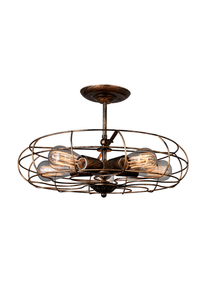 CWI Lighting Five Light Flush Mount from the Pamela collection in Antique Copper finish