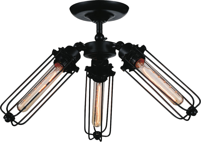 CWI Lighting Three Light Flush Mount from the Benji collection in Black finish