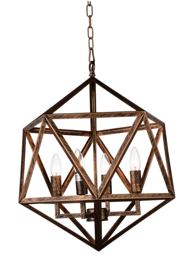 CWI Lighting Three Light Pendant from the Amazon collection in Antique Forged Copper finish