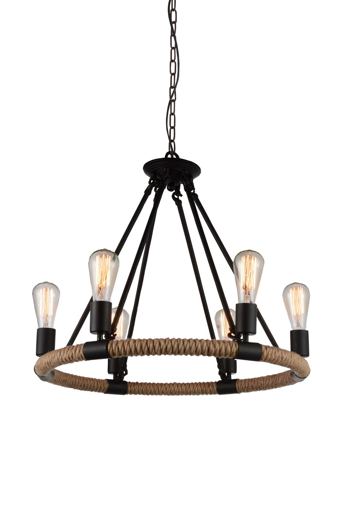 CWI Lighting Six Light Chandelier from the Ganges collection in Black finish