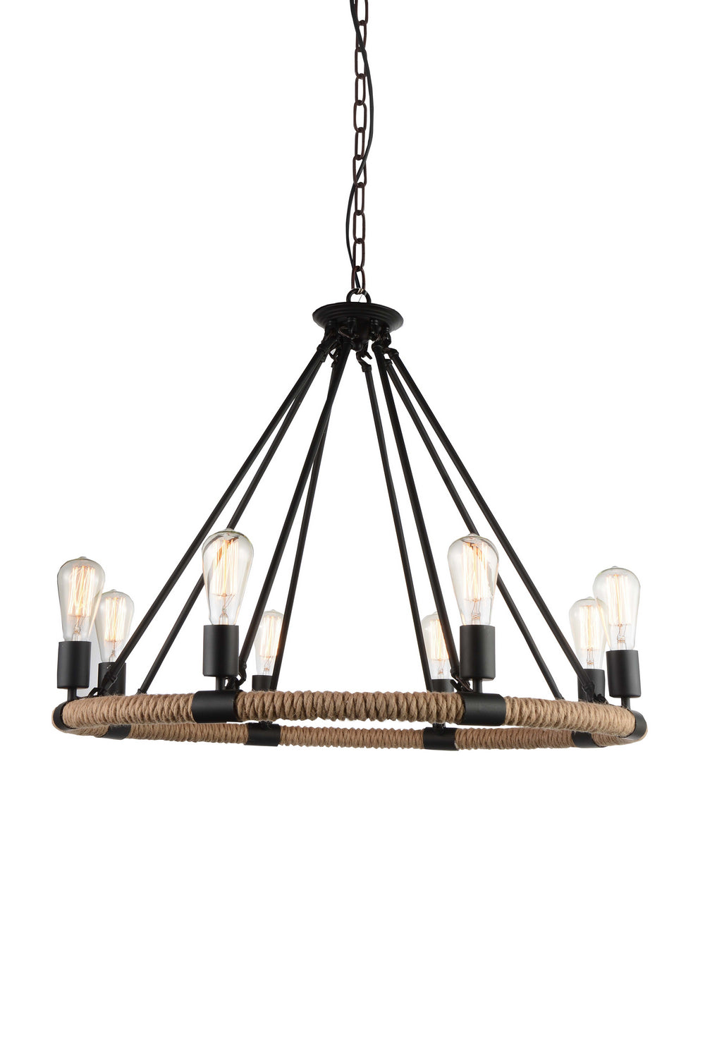 CWI Lighting Eight Light Chandelier from the Ganges collection in Black finish