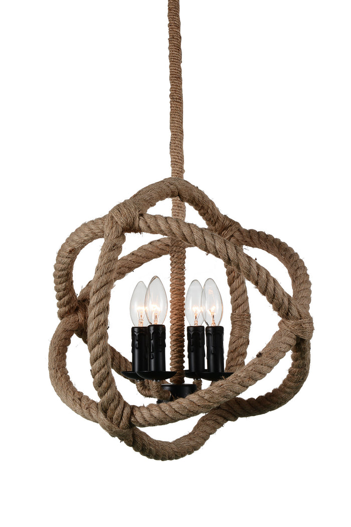 CWI Lighting Four Light Chandelier from the Padma collection in Black finish