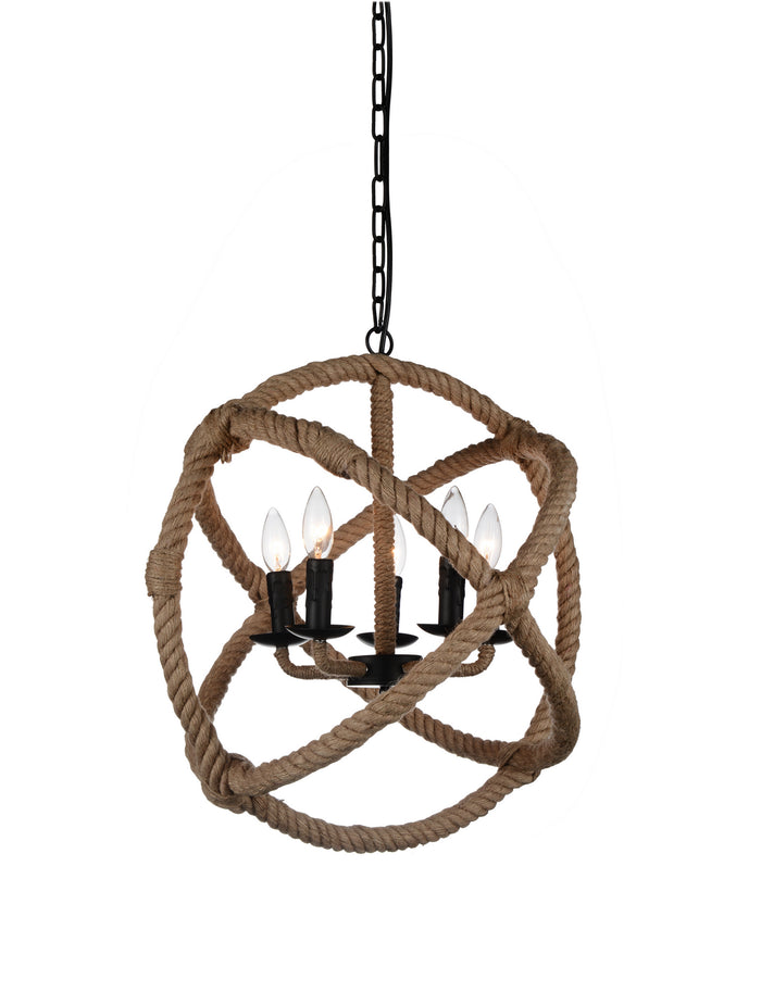 CWI Lighting Five Light Chandelier from the Padma collection in Black finish