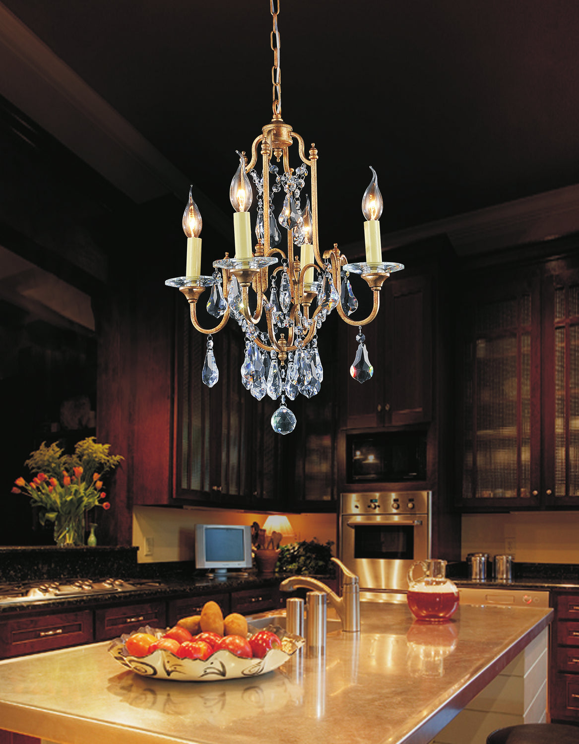 CWI Lighting Four Light Chandelier from the Electra collection in Oxidized Bronze finish