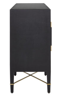Currey and Company - 3000-0037 - Sideboard - Verona Collection - Black Lacquered Linen/Champagne