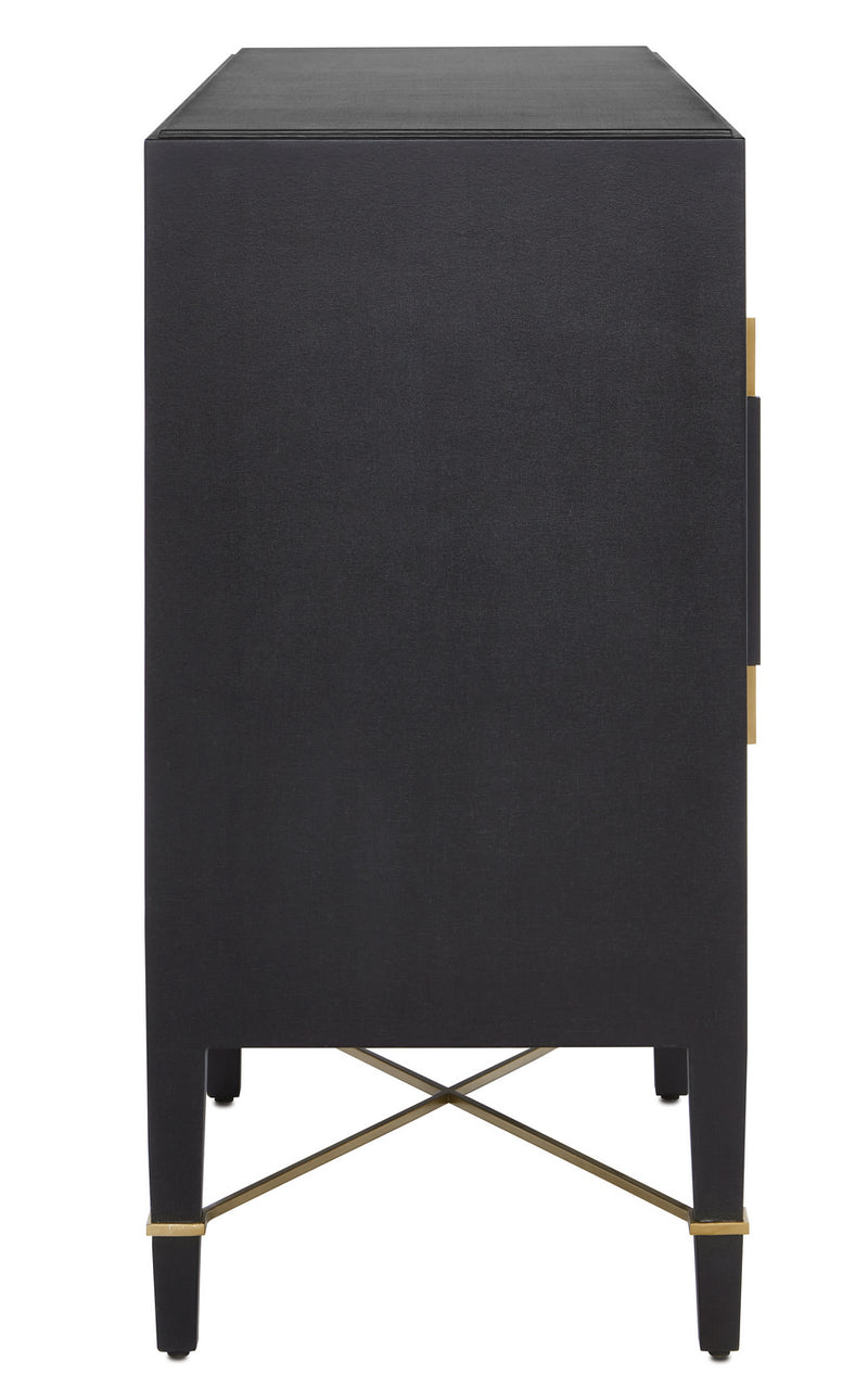 Currey and Company - 3000-0037 - Sideboard - Verona Collection - Black Lacquered Linen/Champagne
