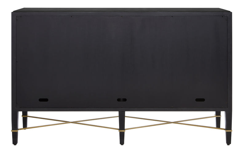 Currey and Company - 3000-0037 - Sideboard - Verona Collection - Black Lacquered Linen/Champagne