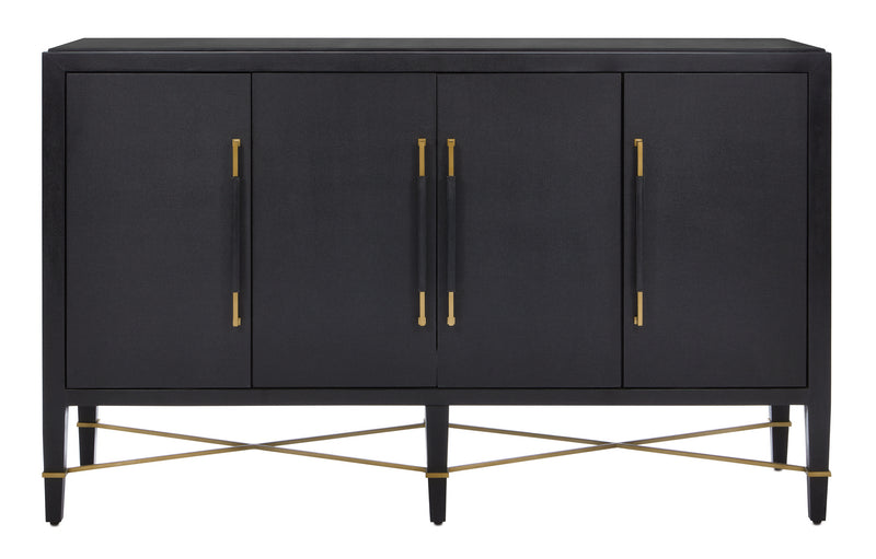 Currey and Company - 3000-0037 - Sideboard - Verona Collection - Black Lacquered Linen/Champagne