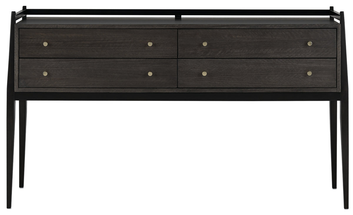 Currey and Company - 3000-0046 - Console Table - Selig Collection - Dark Mink/Riverstone Gray/Polished Brass