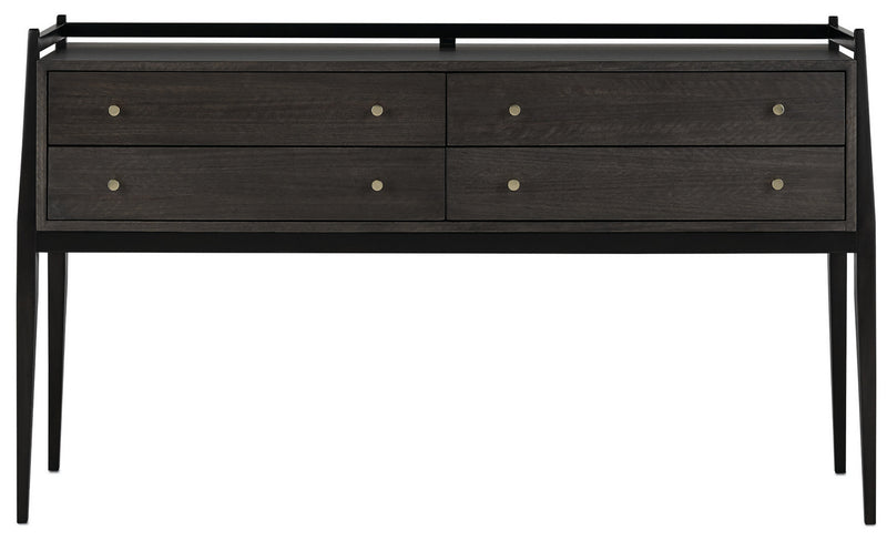 Currey and Company - 3000-0046 - Console Table - Selig Collection - Dark Mink/Riverstone Gray/Polished Brass
