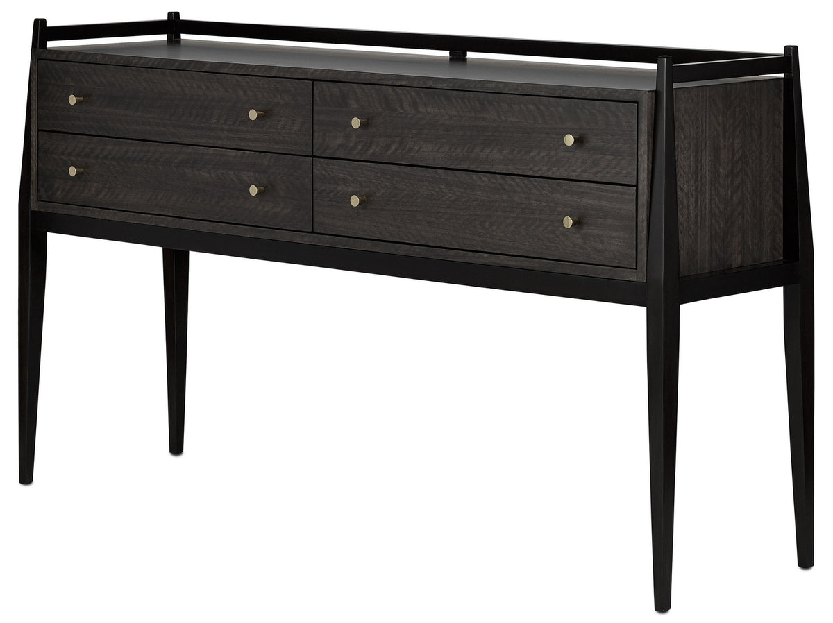 Currey and Company - 3000-0046 - Console Table - Selig Collection - Dark Mink/Riverstone Gray/Polished Brass