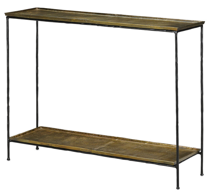 Currey and Company Console Table from the Boyles collection in Antique Brass/Black finish