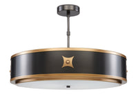 Currey and Company - 9000-0171 - Three Light Pendant - Huntsman - Satin Black/Antique Brass/White