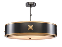 Currey and Company - 9000-0171 - Three Light Pendant - Huntsman - Satin Black/Antique Brass/White