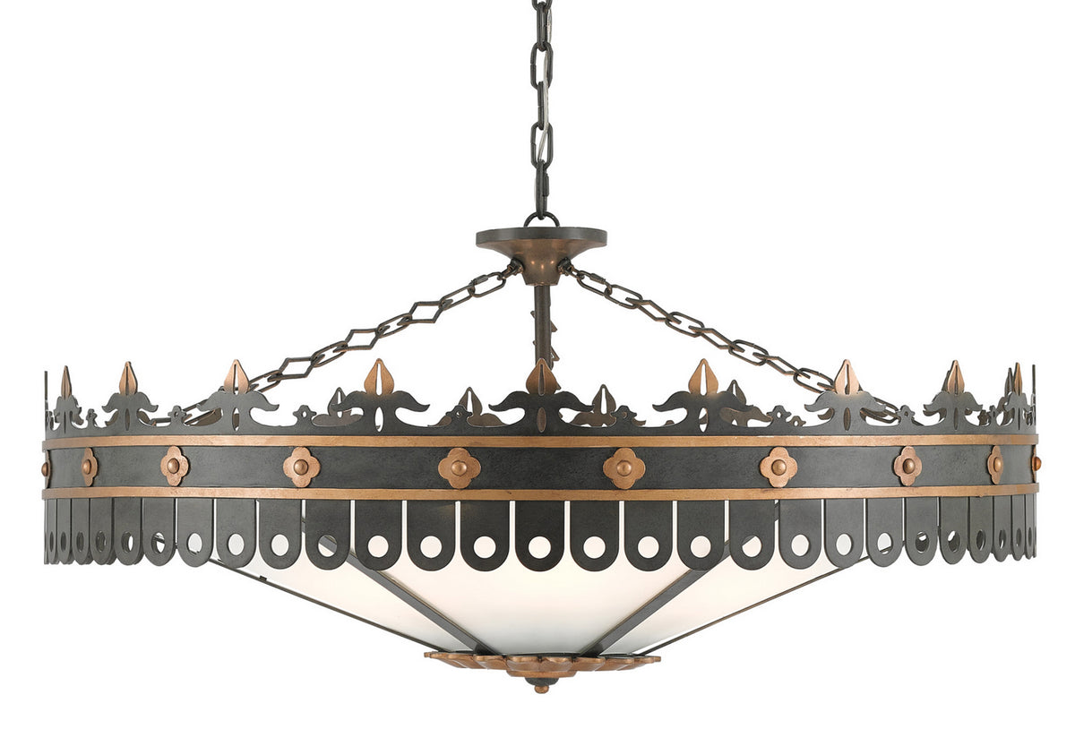 Currey and Company - 9000-0181 - Six Light Chandelier - Berkeley Chandelier - Antique Gold/Moss Gray
