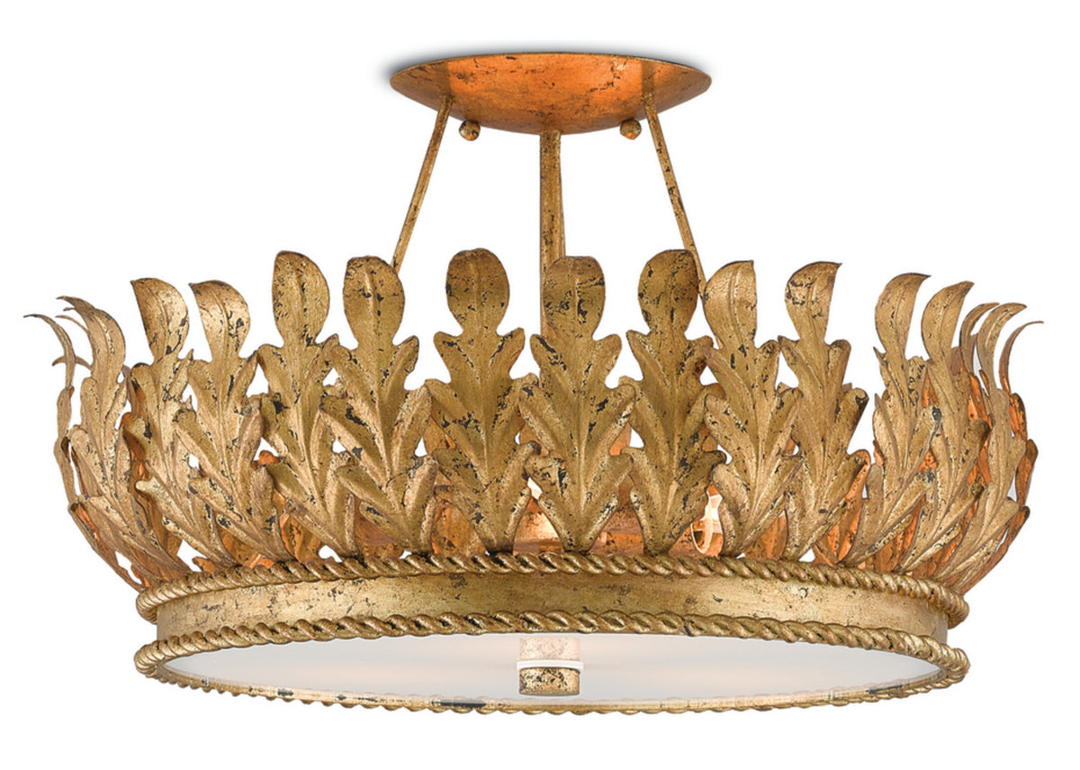 Currey and Company - 9999-0024 - Three Light Semi-Flush Mount - Biddulph - Gold Leaf