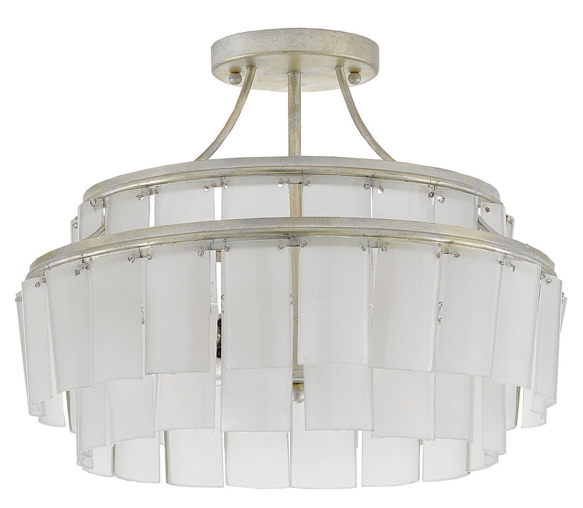 Currey and Company - 9999-0030 - Three Light Semi-Flush Mount - Vintner Collection - Contemporary Silver Leaf/Opaque White