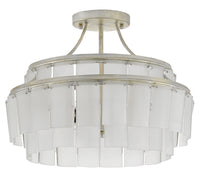 Currey and Company - 9999-0030 - Three Light Semi-Flush Mount - Vintner Collection - Contemporary Silver Leaf/Opaque White