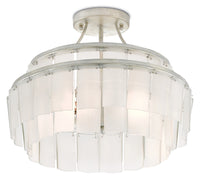 Currey and Company - 9999-0030 - Three Light Semi-Flush Mount - Vintner Collection - Contemporary Silver Leaf/Opaque White