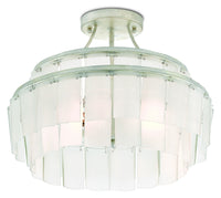 Currey and Company - 9999-0030 - Three Light Semi-Flush Mount - Vintner Collection - Contemporary Silver Leaf/Opaque White