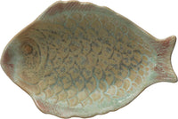 Design Shop Stoneware Fish Dish, Reactive Glaze, Multi Color (each One Will Vary) Plate, 9.75"