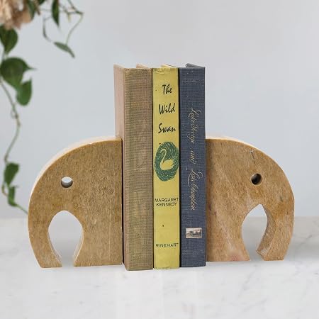 Design Shop Elephant Soapstone Green Pack of 2 Bookends, 4" L w x 5" H