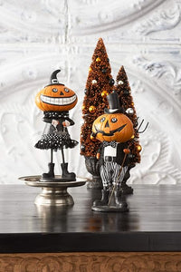 Design Shop Set of 3 Orange Halloween Bottle Brush Trees in Black Urn