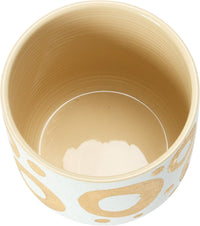 Design Shop White Stoneware Planter with Gold Design 6"