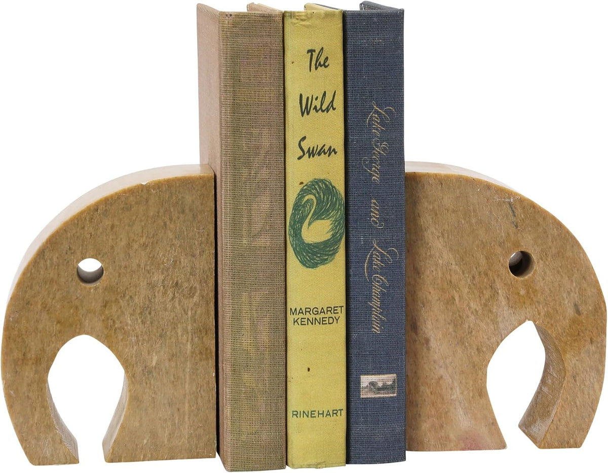 Design Shop Elephant Soapstone Green Pack of 2 Bookends, 4" L w x 5" H