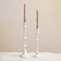 Design Shop Metal Taper Candle Holder in Sand Finish, Antique White