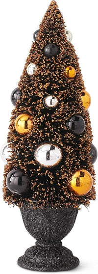 Design Shop Set of 3 Orange Halloween Bottle Brush Trees in Black Urn