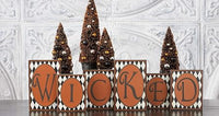 Design Shop Set of 3 Orange Halloween Bottle Brush Trees in Black Urn