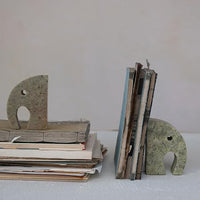 Design Shop Elephant Soapstone Green Pack of 2 Bookends, 4" L w x 5" H