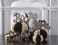 Design Shop 10.25 Inch Black & Gold Resin Spooky Cutout with 1 Glittered Bat