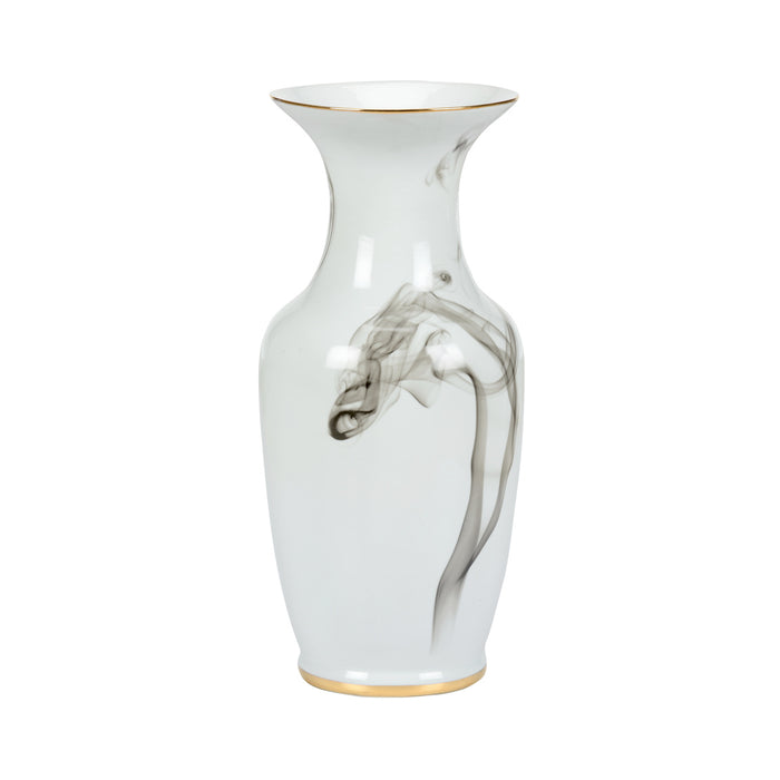Decorative vase with a horse design on a white background