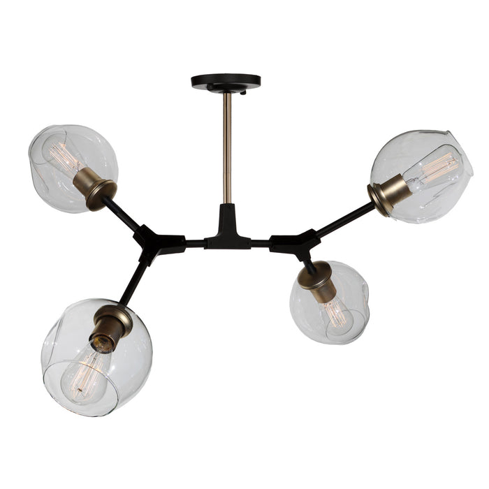 Artcraft Four Light Semi Flush Mount from the Organic collection in Vintage Brass finish