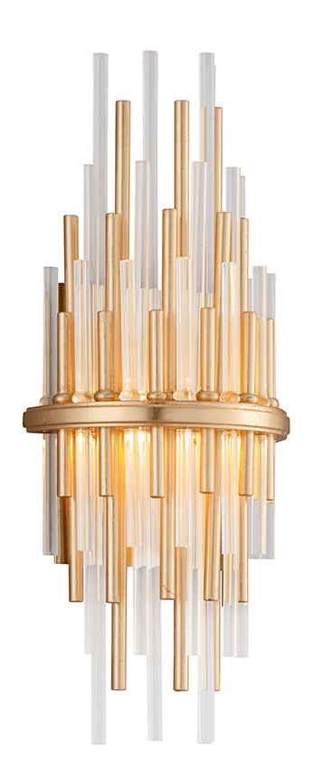 Corbett Lighting Two Light Wall Sconce from the Theory collection in Gold Leaf W Polished Stainless finish