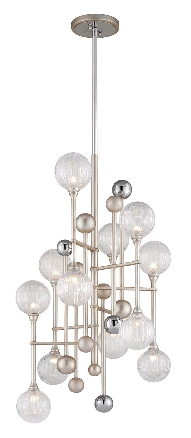Corbett Lighting 12 Light Chandelier from the Majorette collection in Silver Leaf W Polished Chrome finish
