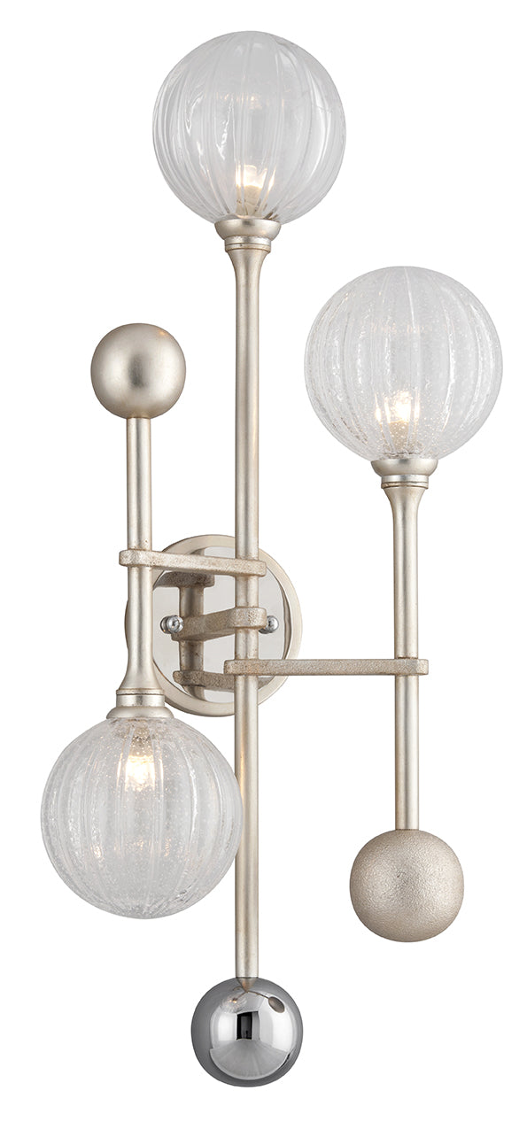 Corbett Lighting Three Light Wall Sconce from the Majorette collection in Silver Leaf finish