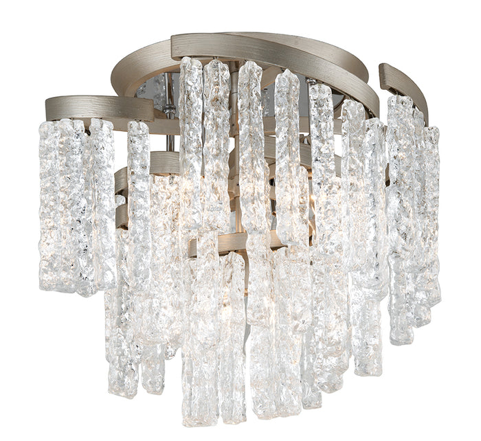 Corbett Lighting Five Light Semi Flush Mount from the Mont Blanc collection in Warm Silver Leaf finish