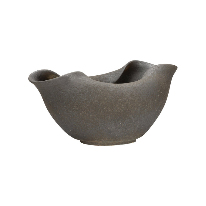 Dark gray ceramic bowl on a white background