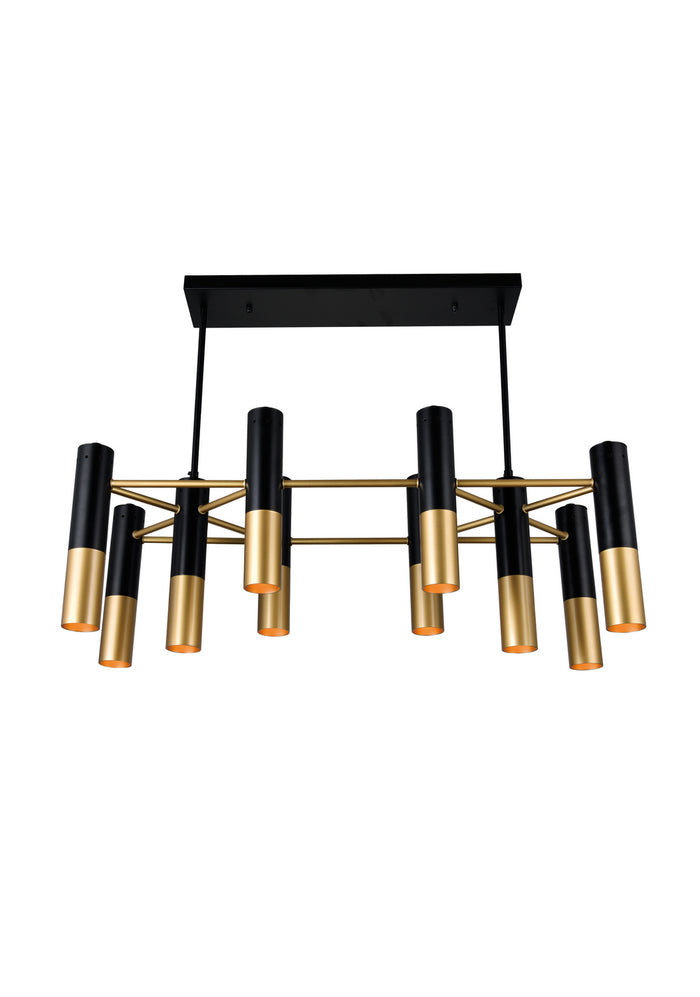 CWI Lighting Ten Light Chandelier from the Anem collection in Matte Black & Satin Gold finish