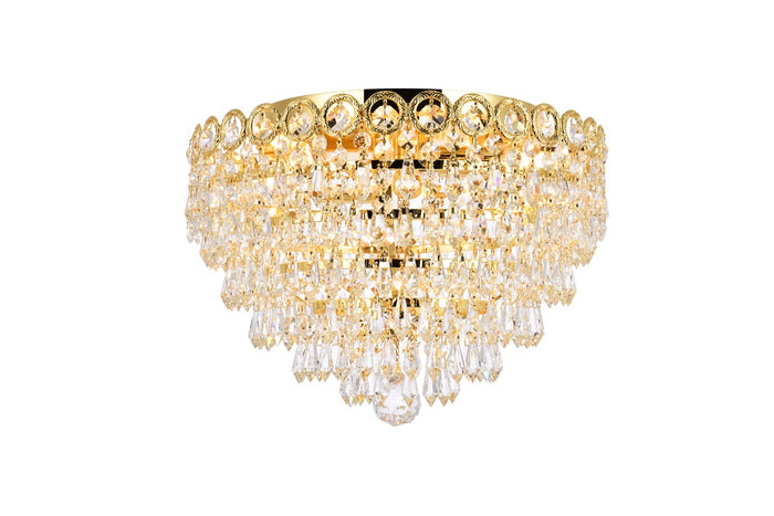 Elegant Lighting Four Light Flush Mount from the Century collection in Gold finish
