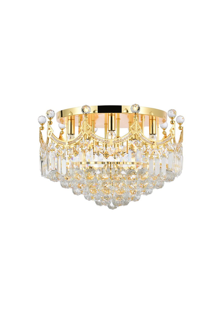 Elegant Lighting Nine Light Flush Mount from the Corona collection in Gold finish