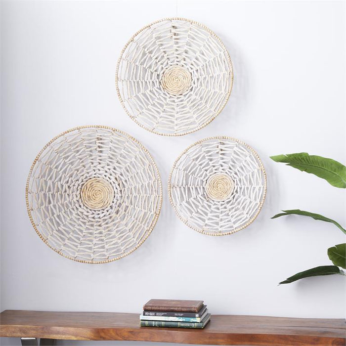 Design Shop  Cream Seagrass Plate Handmade Woven Basket Wall Decor