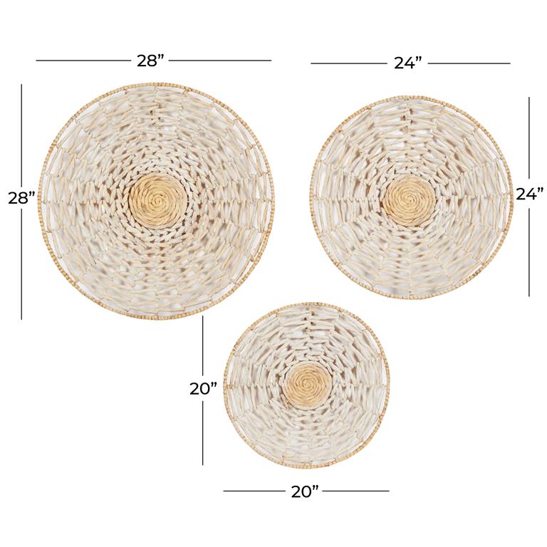 UMA Home Decor Cream Seagrass Plate Handmade Woven Basket Wall Decor, Set  of 3 20, 24, 28H – Design Shop By Shell